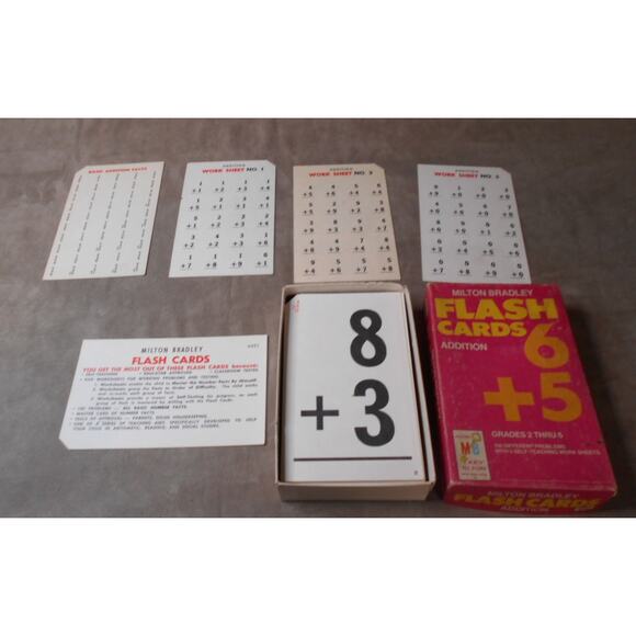 Vintage 1975 Milton Bradley Flash Cards Addition #4451 Complete Grade 2-6 - Picture 3 of 12